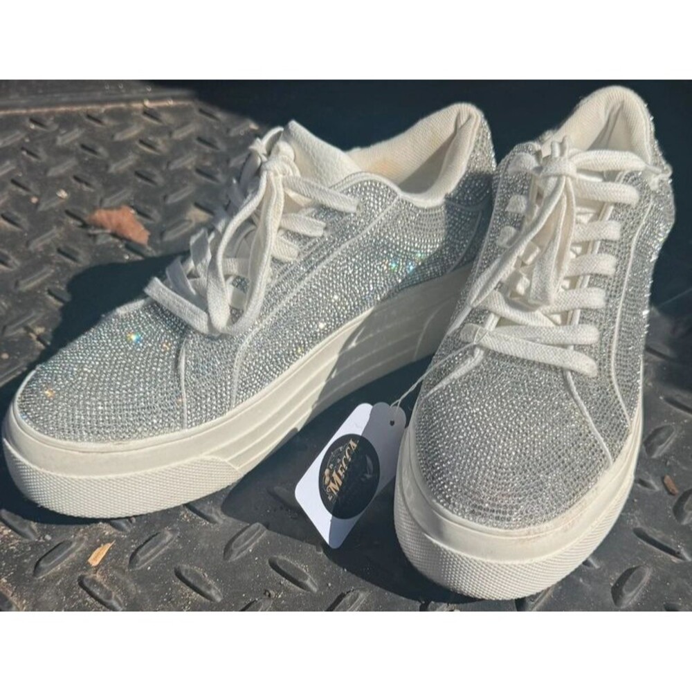 Silver Rhinestone Sneakers (size 7) - Picture 3 of 5